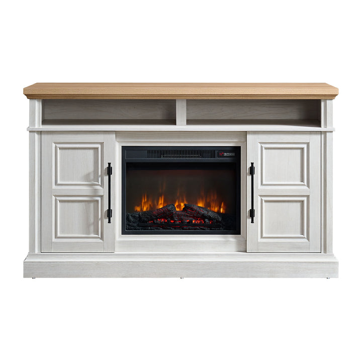 Villa - Console With 23" Fireplace Insert - White &amp; Natural