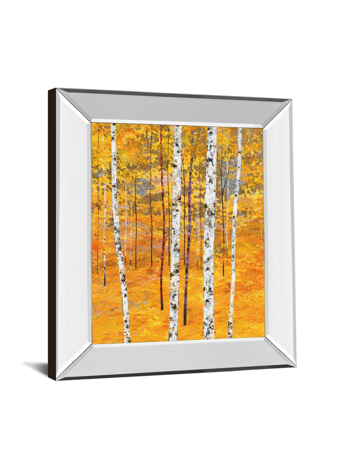 Iridescent Trees IV By Alex Jawdokimov - Mirror Framed Print Wall Art - Yellow