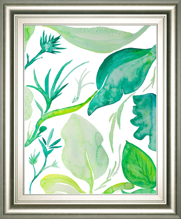 Green Water Leaves Il By Kat Papa - Framed Print Wall Art - Green