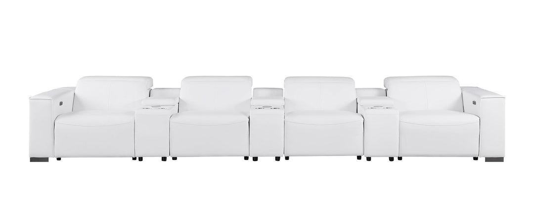 1208 - 7 Piece Leather Sofa With 4 Power Recliners And Power Headrests