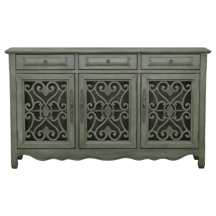 Madeline - 3-Drawer Scrollwork Accent Cabinet - Antique Green