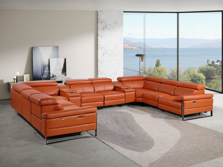 1246 - 10-Piece U-Shaped Modular Power Reclining Sectional With 4 Power Recliners And Power Headrests