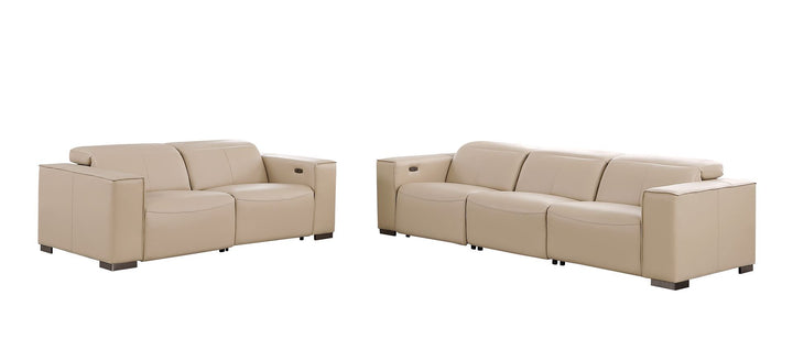 1208 - Leather Reclining Set (Sofa &amp; Loveseat With Four Power Recliners)