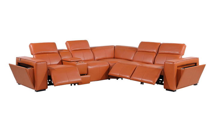 1224 - 6-Piece L-Shaped Sectional Sofa In With 3 Power Recliners &amp; Power Headrests