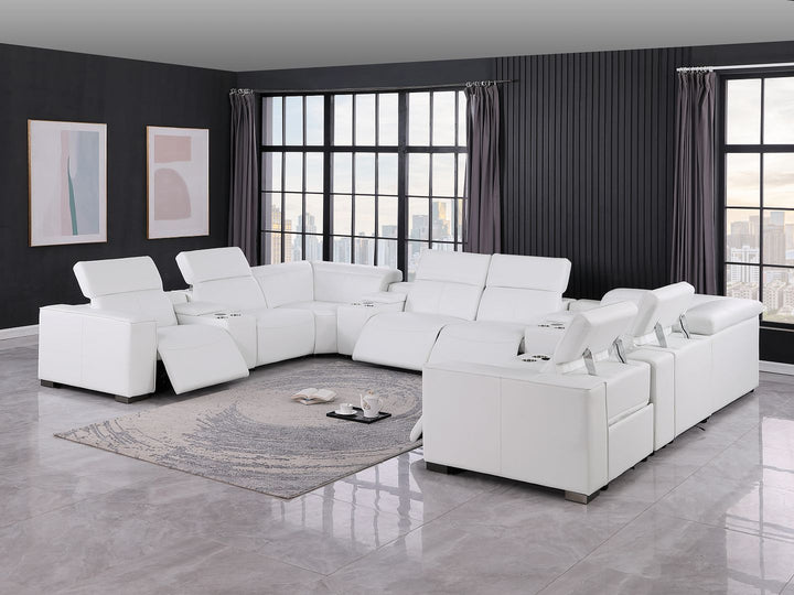 1208 - 12 Piece U Shaped Leather Sectional With 4 Power Recliners &amp; Power Headrest