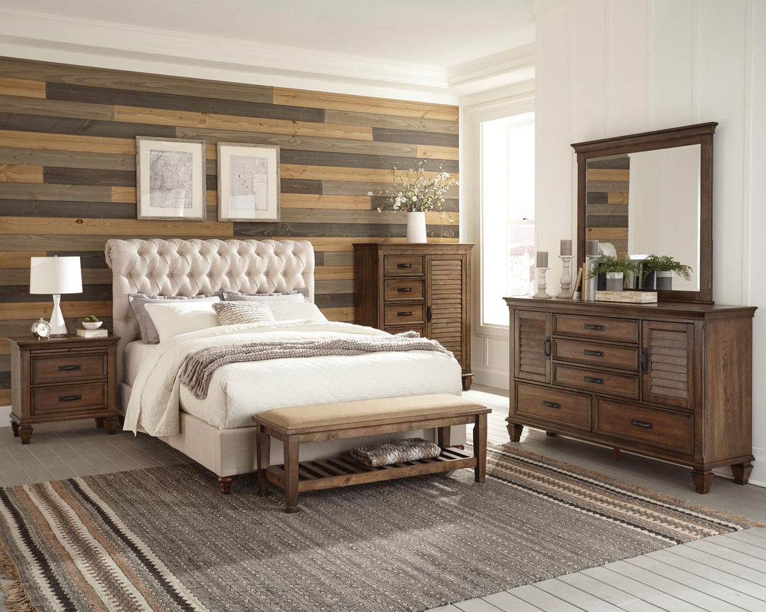 Devon 57-inch Upholstered Queen Panel Bed Beige