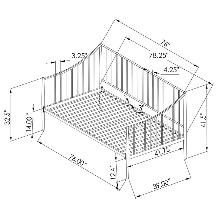 Newbury Metal Twin Daybed Bed Frame Matte Black