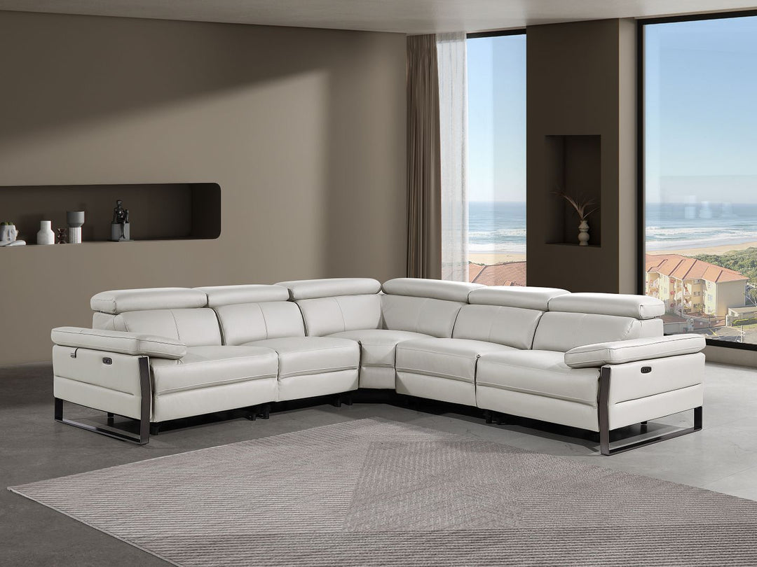 1246 - 5-Piece L-Shaped Modular Power Reclining Sectional With Power Headrests