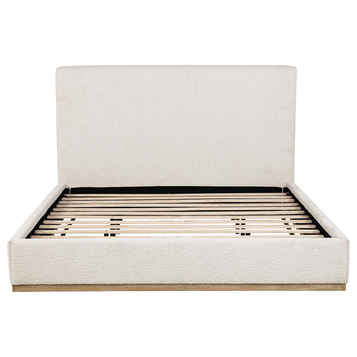 Knox Eastern King Bouclé Upholstered Platform Bed Cream
