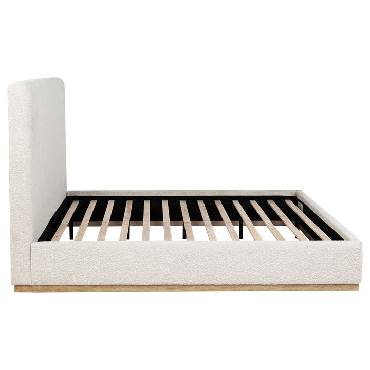 Knox Eastern King Bouclé Upholstered Platform Bed Cream