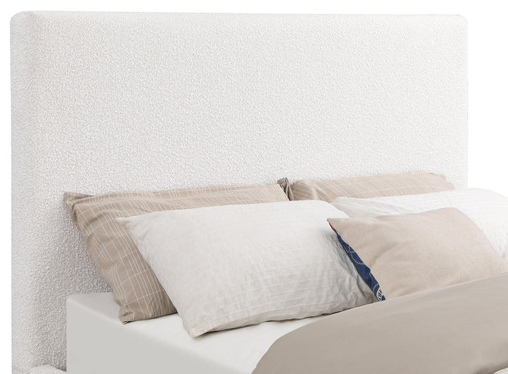 Knox Eastern King Bouclé Upholstered Platform Bed Cream