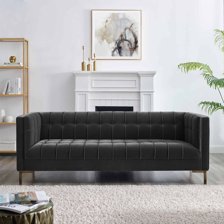 Isaac - Channel Stitch Velvet Sofa