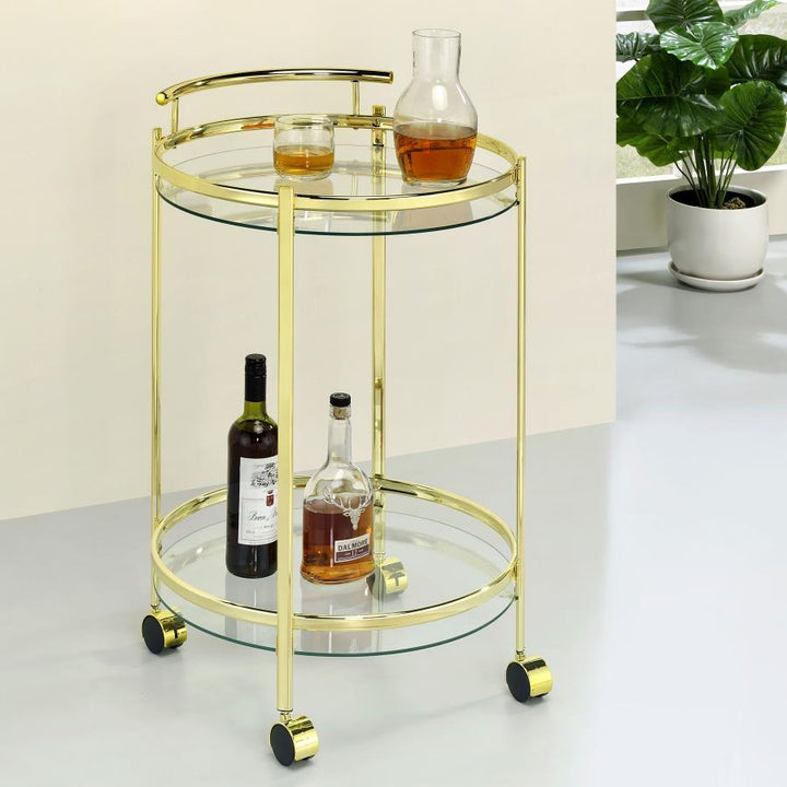 Chrissy - Round Glass Shelf Metal Bar Cart