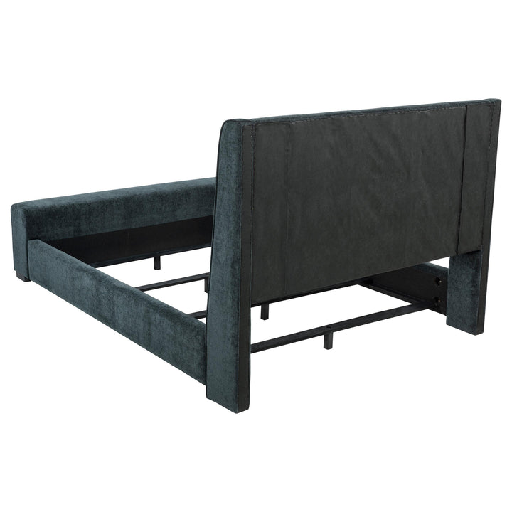 Preston Upholstered Eastern King Audio Flame Visualizer Bed Dark Blue