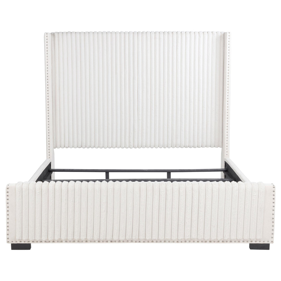 Natasha 65-inch Upholstered Eastern King Wingback Bed Cream