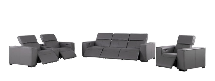 1208 - Modular Leather Set With 6 Power Recliners &amp; Power Headrests