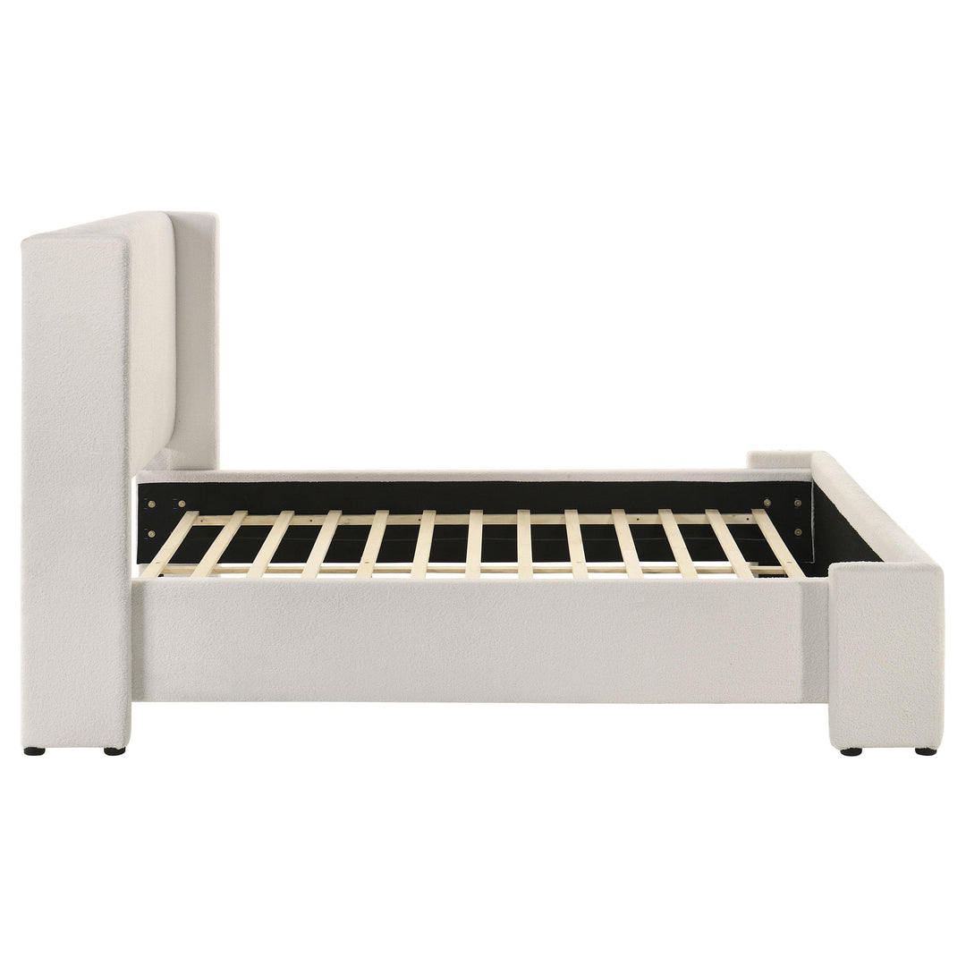 Alamosa Boucle Upholstered Queen Wingback Bed White