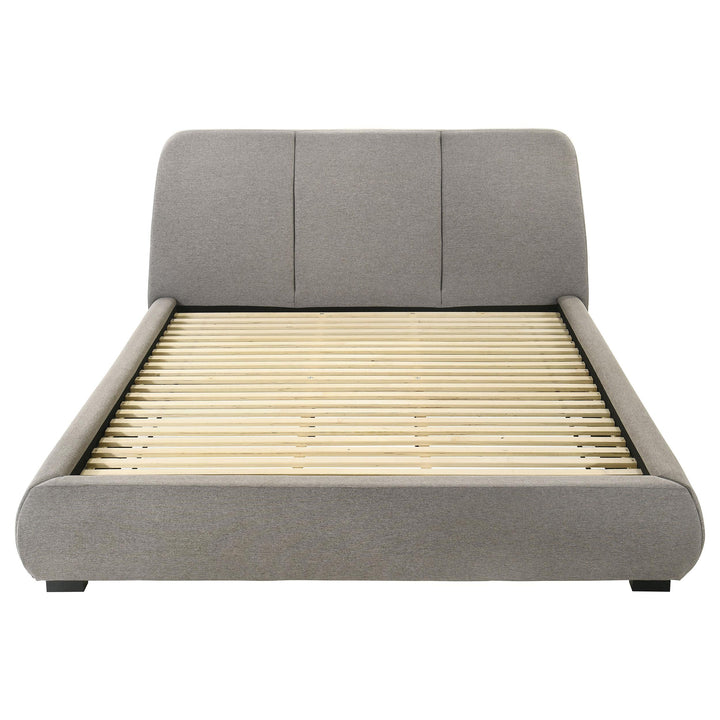 Mokena 46-inch Upholstered Eastern King Platform Bed Taupe