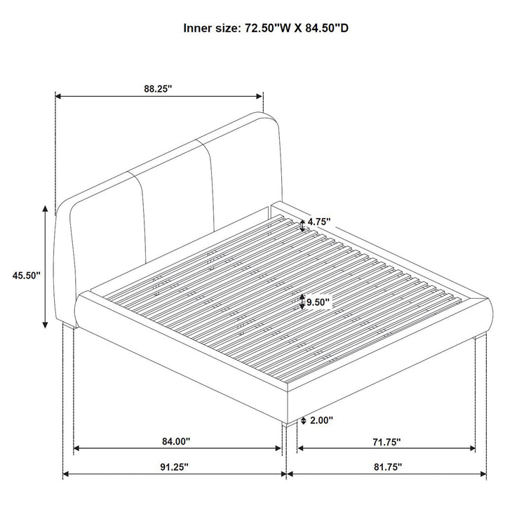 Mokena 46-inch Upholstered California King Platform Bed Taupe