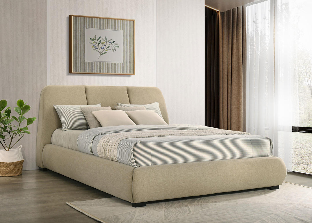 Mokena 46-inch Upholstered California King Platform Bed Brown
