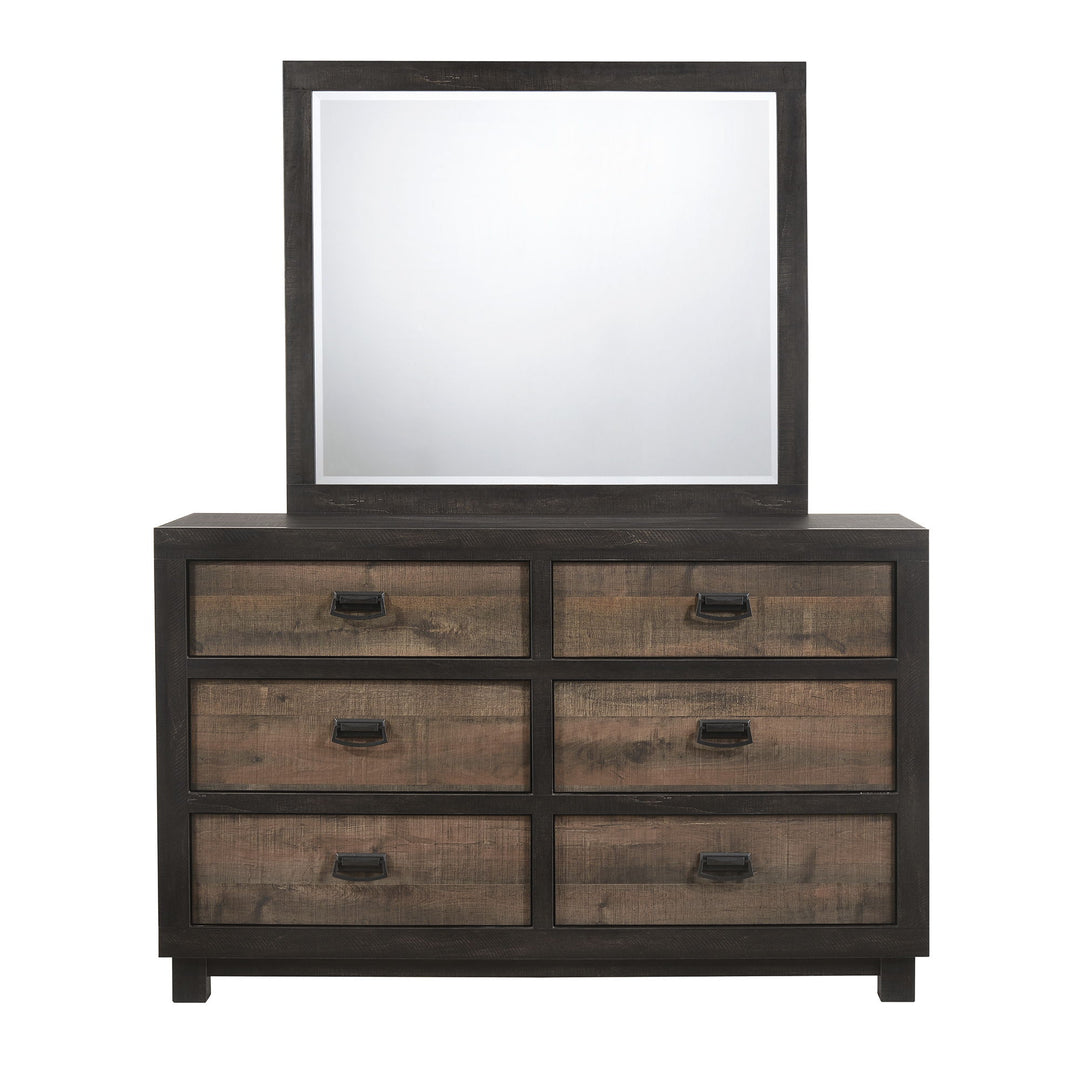 Harlington - 6-Drawer Dresser With Mirror Set - Dark Chocolate