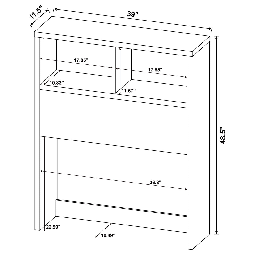 Westpark 49-inch Twin Bookcase Headboard Black