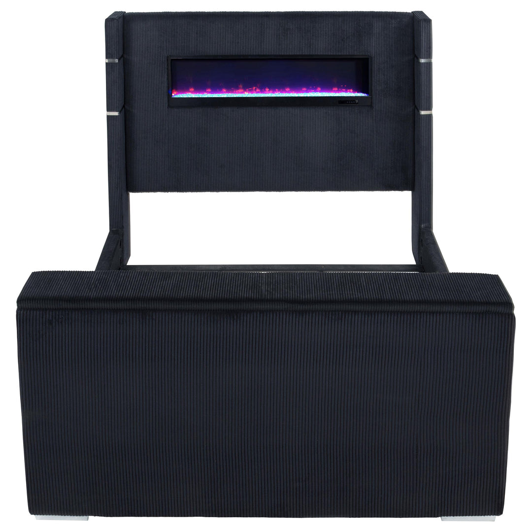Tisdall Eastern King Flame Visualizer Wingback TV Bed Black