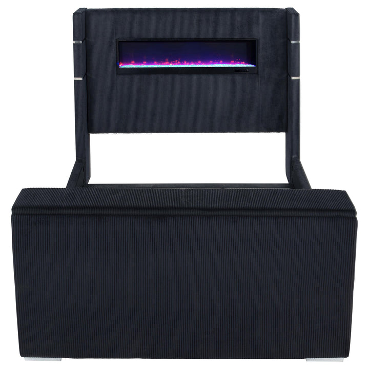 Tisdall Eastern King Flame Visualizer Wingback TV Bed Black