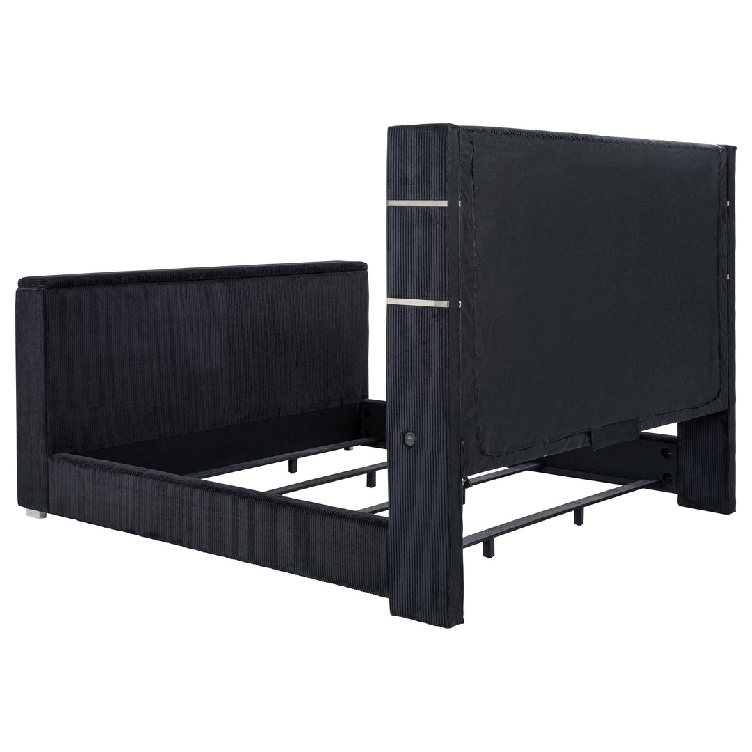 Tisdall Eastern King Flame Visualizer Wingback TV Bed Black
