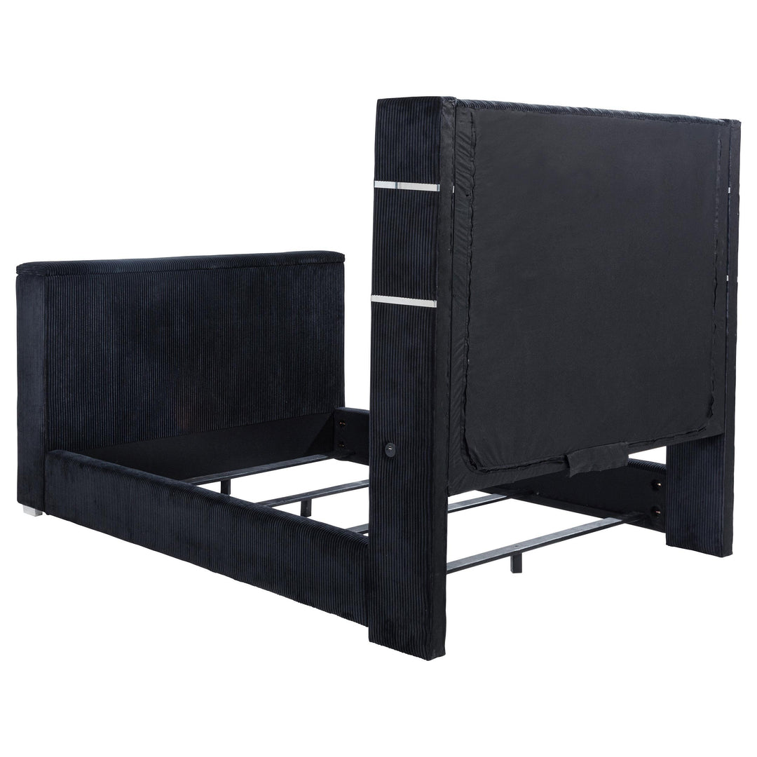 Tisdall Queen Flame Visualizer Wingback TV Bed Black
