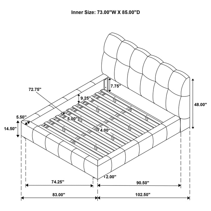 Nollet 48-inch Upholstered California King Platform Bed Cream