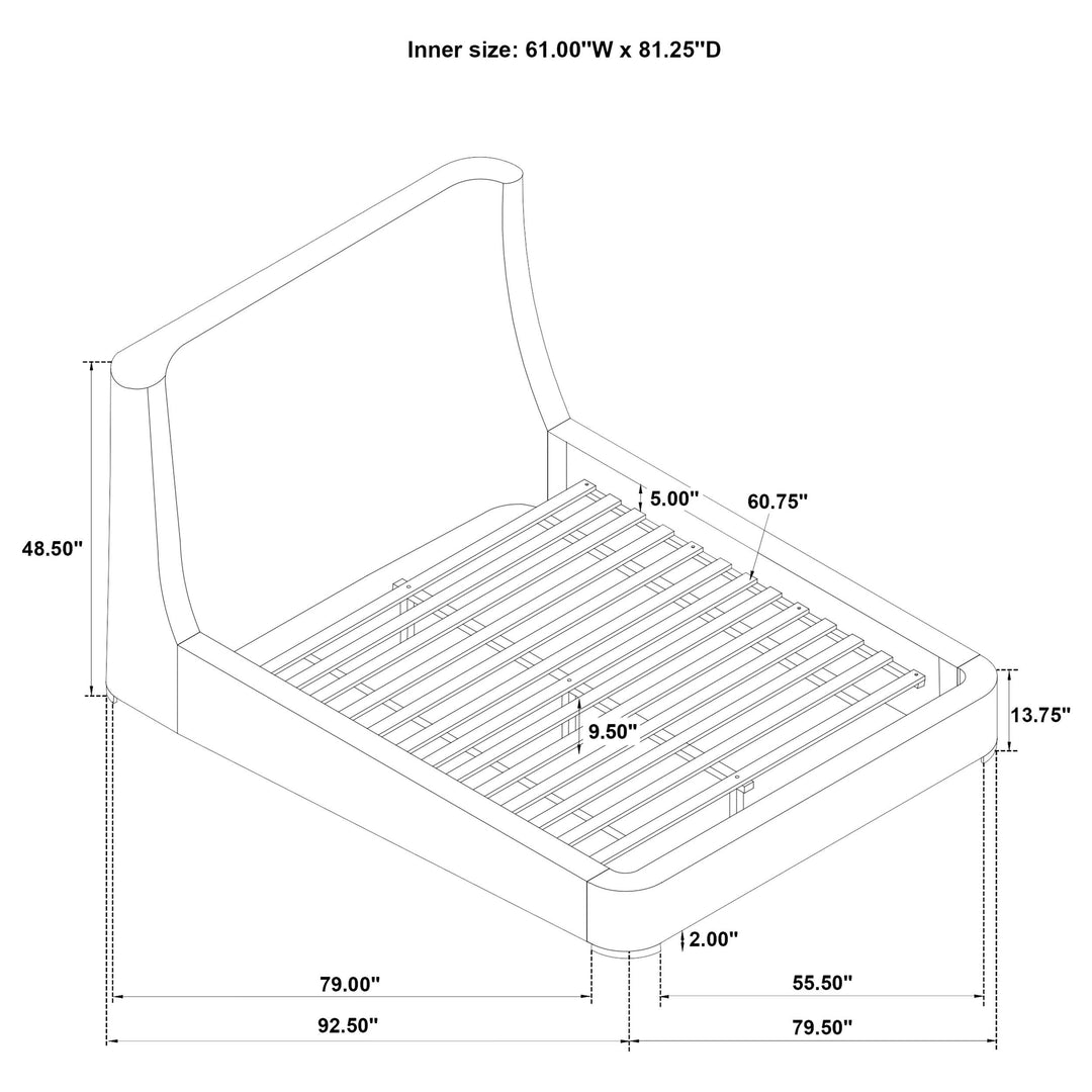 Rennes Upholstered Queen Wingback Platform Bed Grey