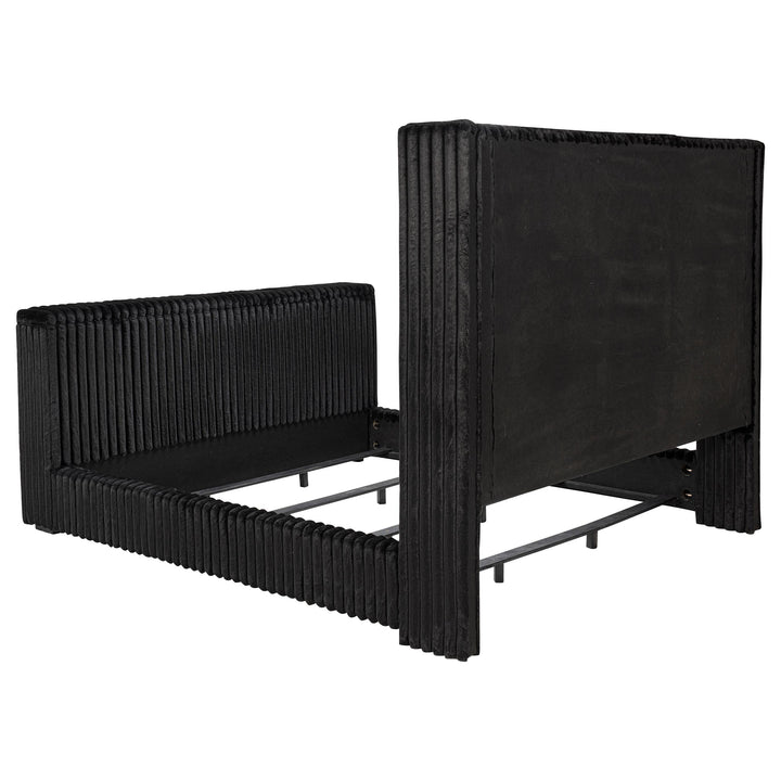 Centergrove Upholstered Eastern King Wingback TV Bed Black
