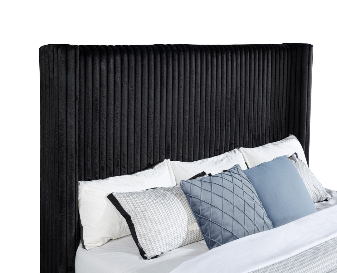 Centergrove Upholstered Eastern King Wingback TV Bed Black