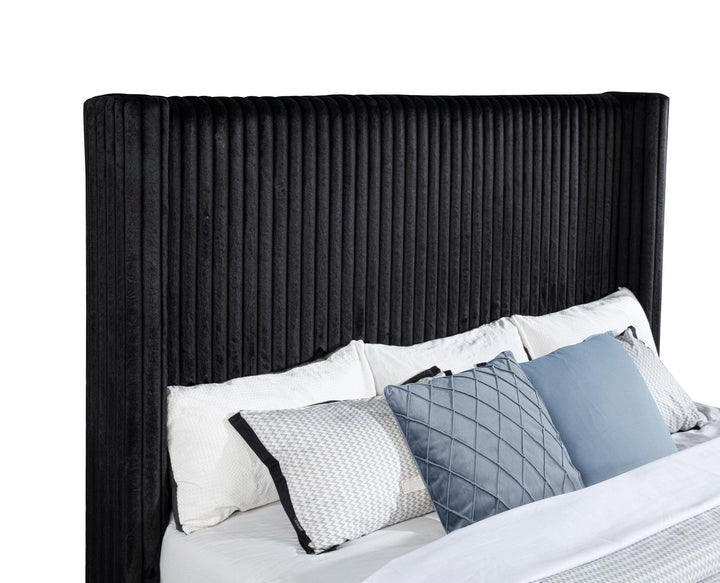 Centergrove Upholstered Eastern King Wingback TV Bed Black