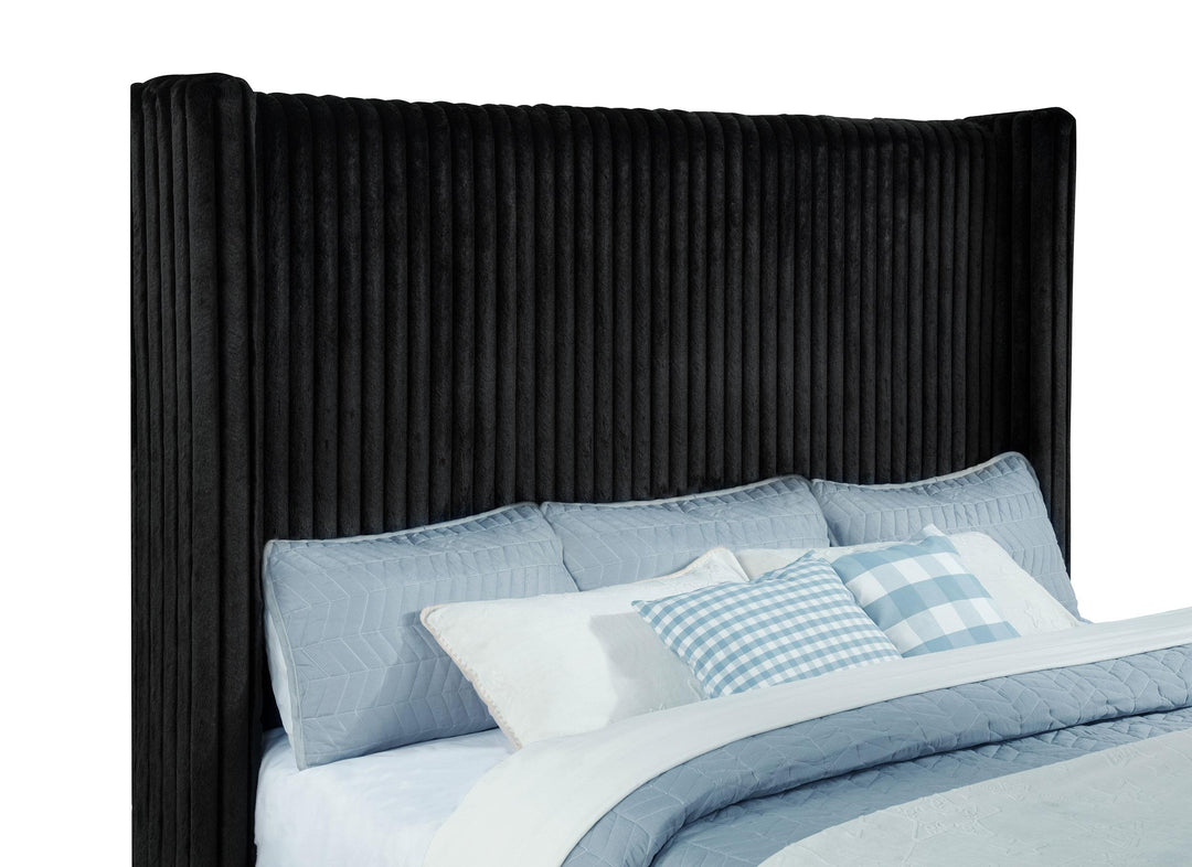 Centergrove Upholstered California King Wingback TV Bed Black