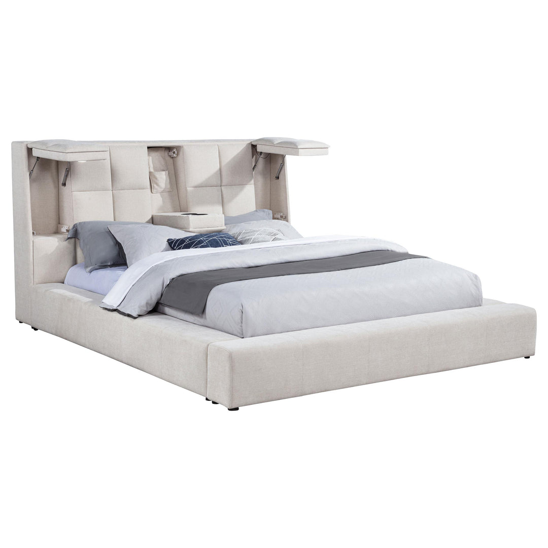 Dreux Upholstered Eastern King Panel Platform Bed Cream