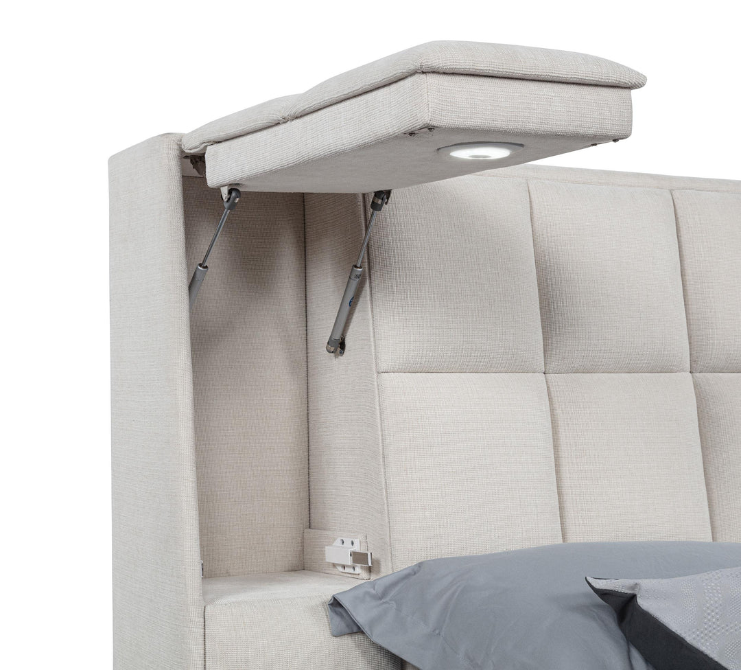 Dreux Upholstered Eastern King Panel Platform Bed Cream