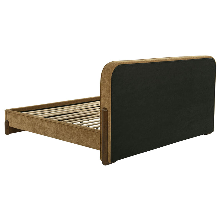 Baldacci Upholstered Eastern King Platform Bed Curry and Walnut