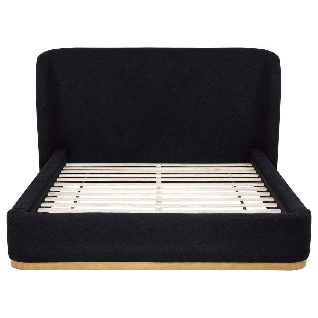 Blaire Upholstered Queen Wingback Platform Bed Black