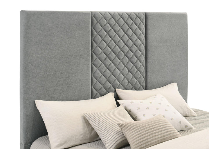 Tara 61-inch Upholstered Queen Panel TV Bed Grey