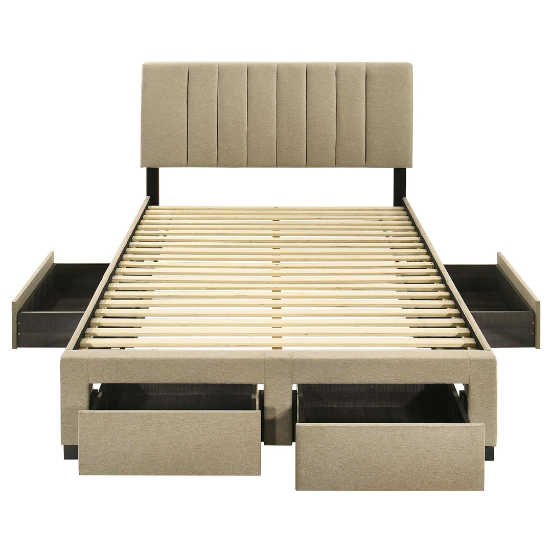 Wheatland 4-drawer Upholstered Full Storage Bed Light Brown