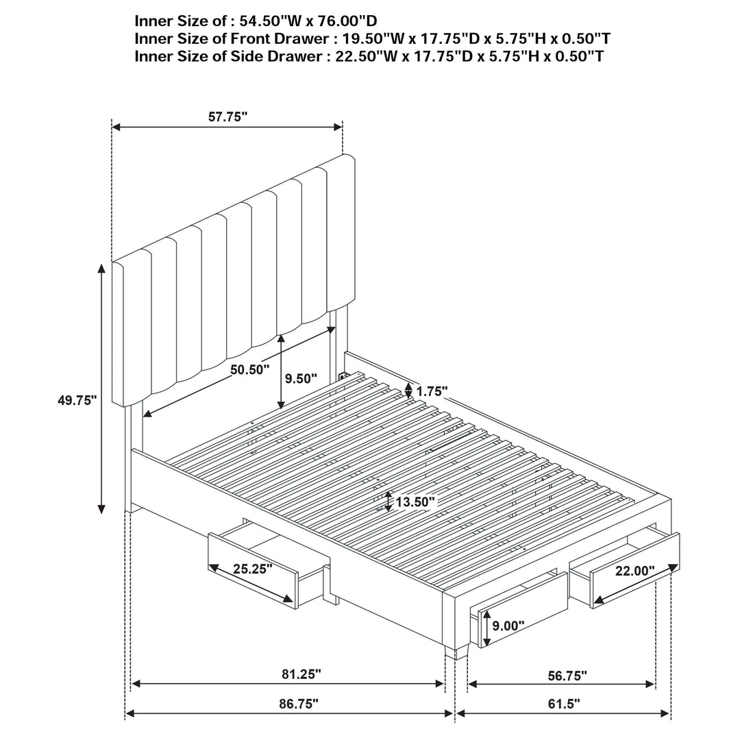Wheatland 4-drawer Upholstered Full Storage Bed Light Brown