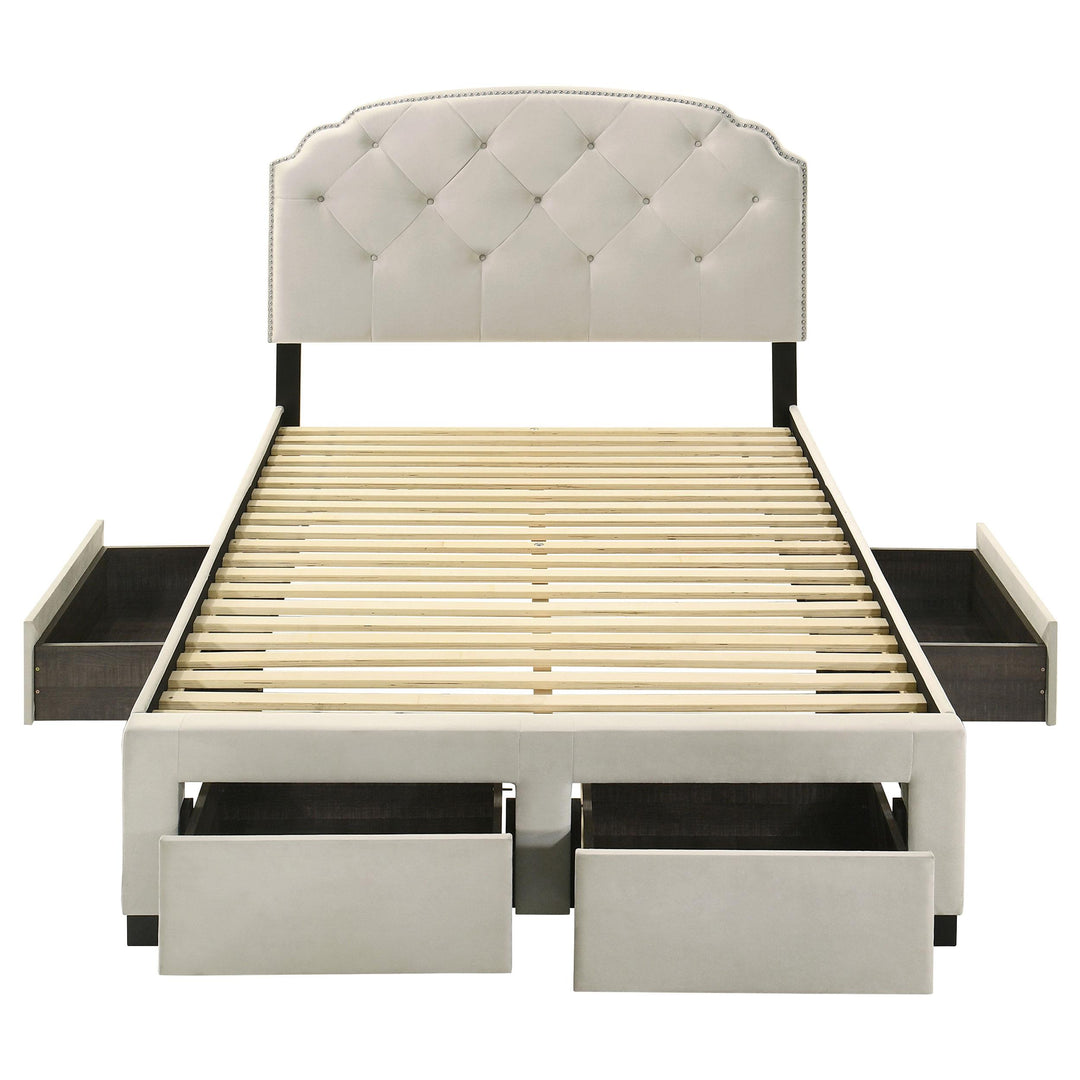 Marianna 4-drawer Upholstered Full Storage Bed Cream