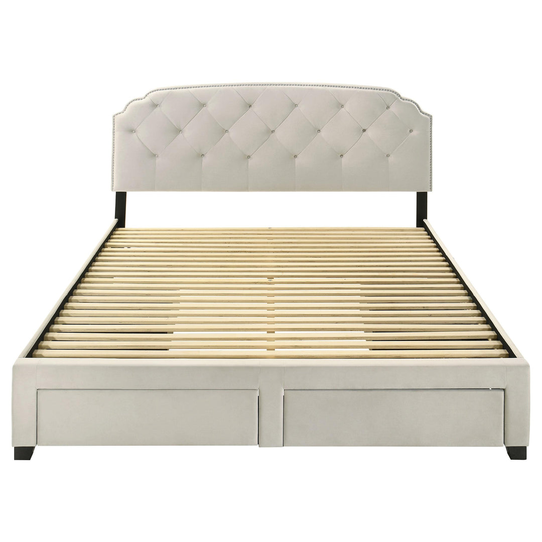 Marianna 4-drawer Upholstered Eastern King Storage Bed Cream