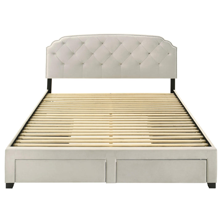 Marianna 4-drawer Upholstered Eastern King Storage Bed Cream
