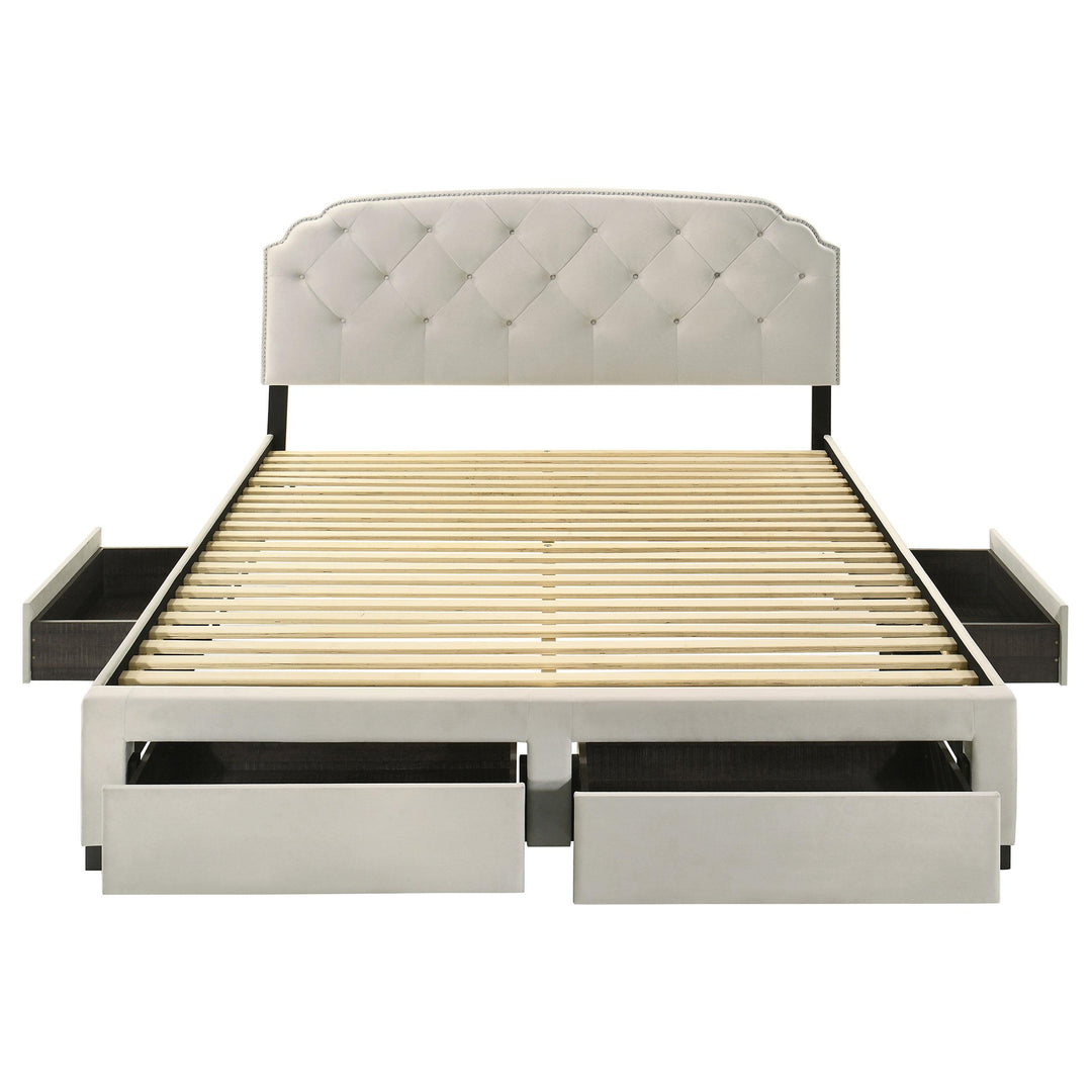 Marianna 4-drawer Upholstered Eastern King Storage Bed Cream