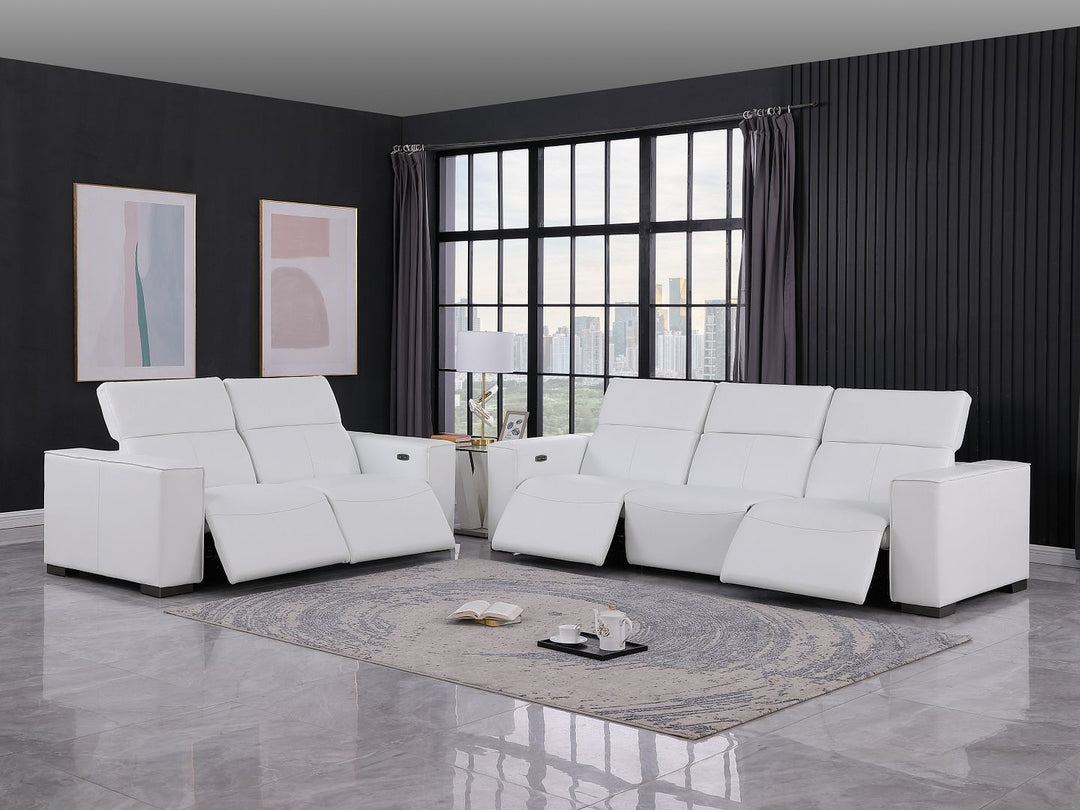 1208 - Leather Reclining Set (Sofa &amp; Loveseat With 4 Power Recliner)