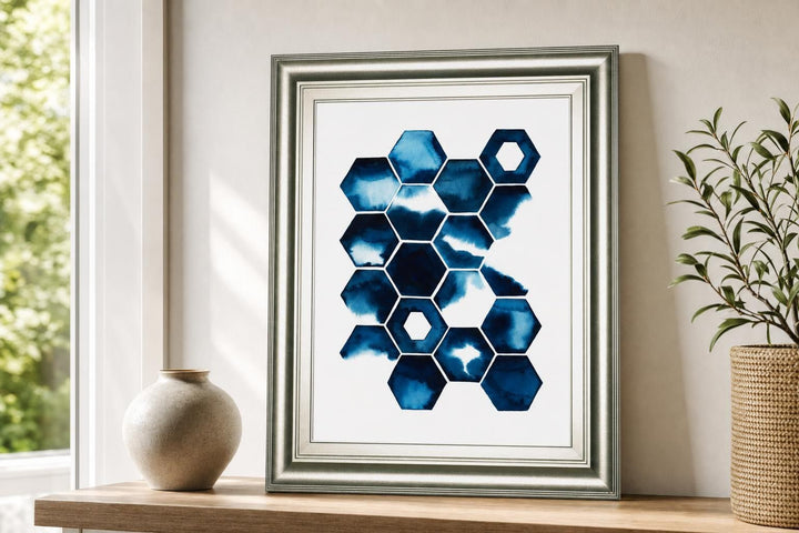 22x26 Stormy Geometry II By Grace Popp - Blue