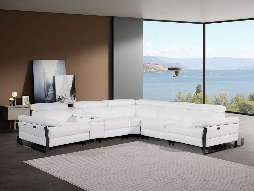 1246 - 6-Piece L-Shaped Modular Power Reclining Sectional With 3 Power Recliners And Power Headrests